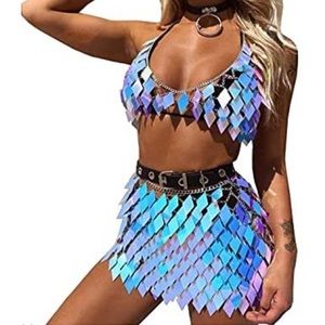 Festival Rave Skirt Set - Blue